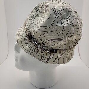 GAP Bucket Hat 2007 Women S/M Cream Brown Wavy Silver Clasp Rope Belt Accent Y2K